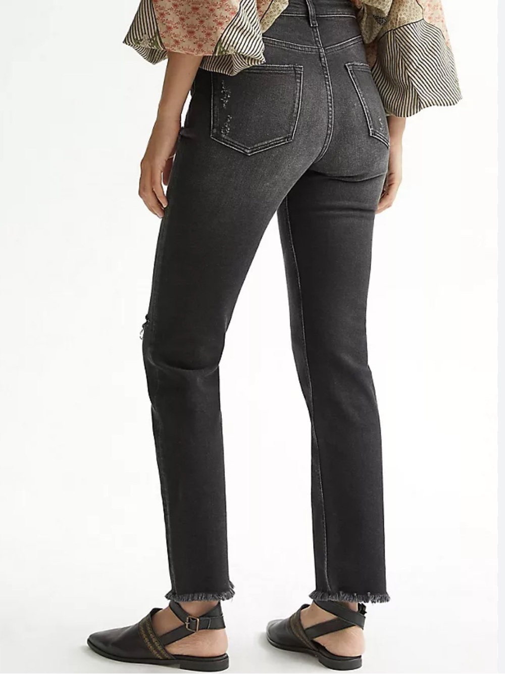 Anthropologie Pilcro Gray High Waist Relaxed Straight Leg Cropped Jeans 30 - Picture 8 of 8
